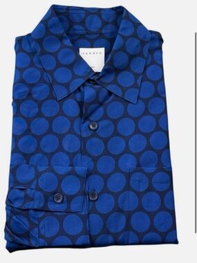 Sandro Paris Men’s Blue Polka Dot Button-Up Shirt